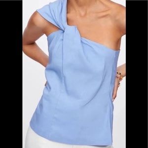 Zara One Shoulder Light blue blouse | S